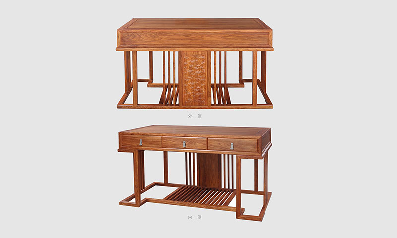 三沙 别墅中式家居书房装修实木书桌效果图
