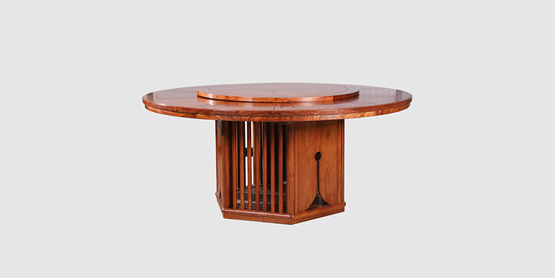 三沙中式餐厅装修天地圆台餐桌红木家具效果图